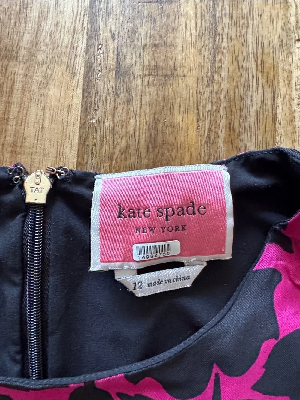 Kate Spade Rosy Garden Floral A-Line Mini Dress in Pink Fuchsia and Black EUC 12